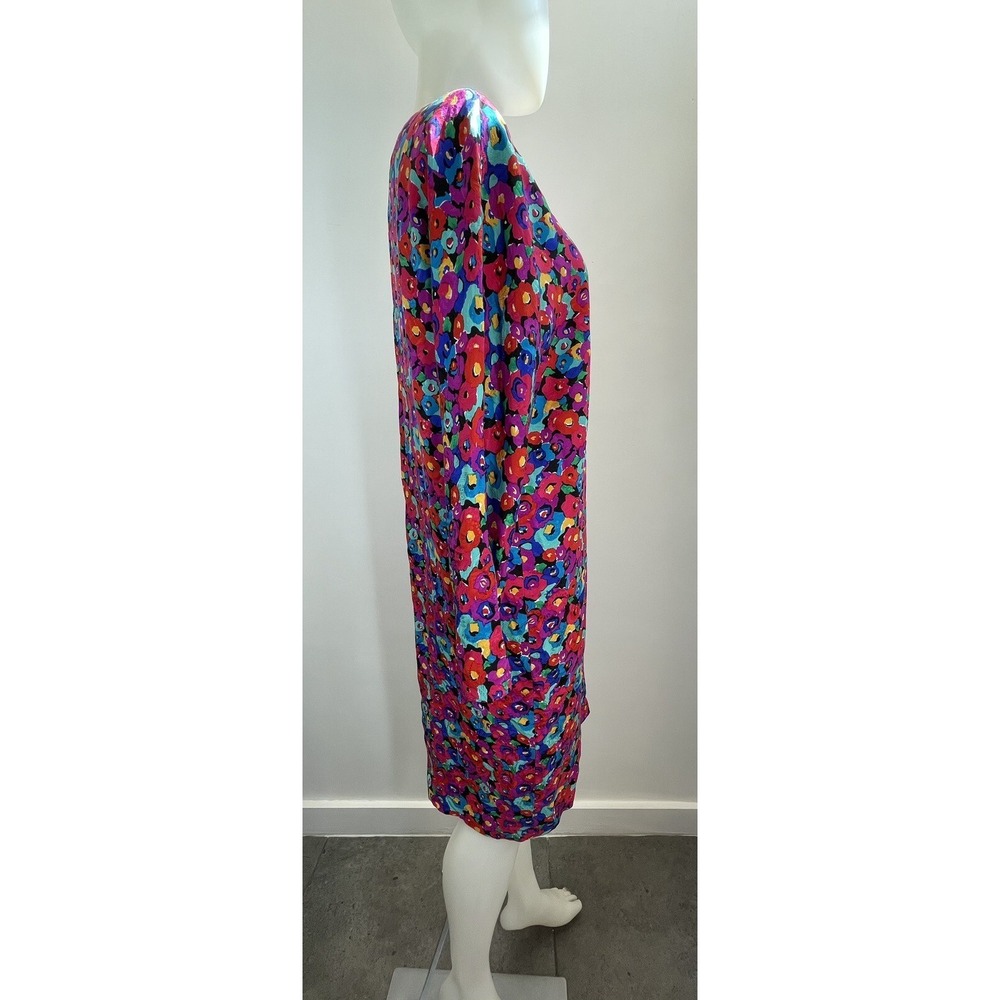 Carolyne Barton Dress Silk Floral Pink Multicolor SZ 8 ( SEE FLAWS - Picture 6 of 16